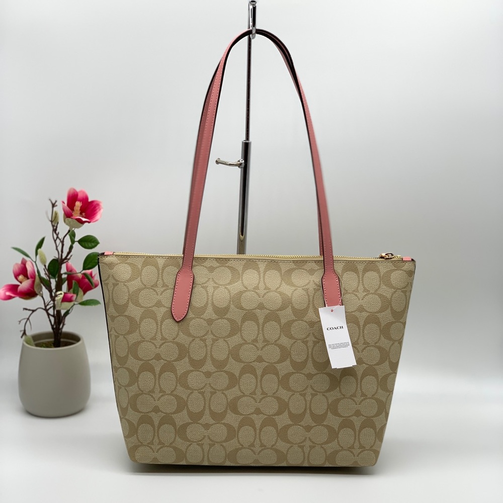 Coach Zip Top Tote In Signature Canvas - Picture 2 of 9